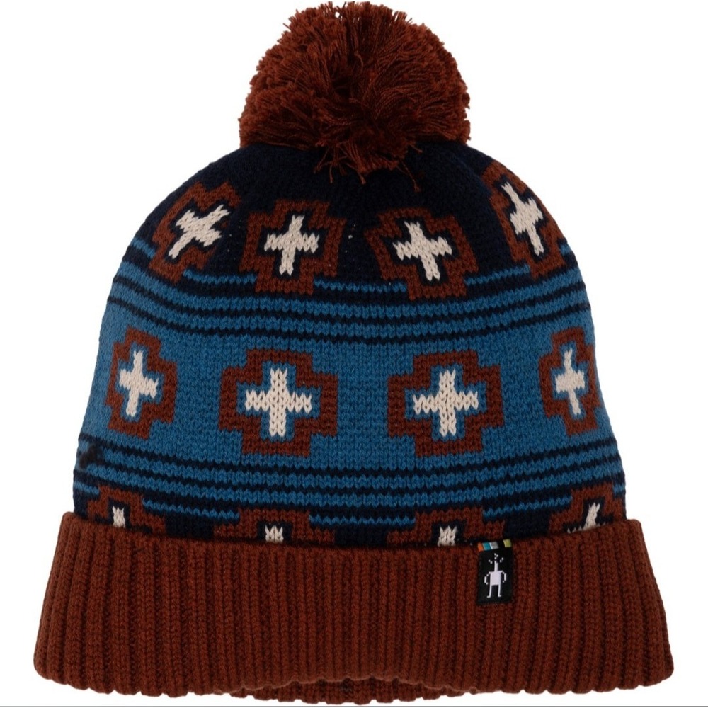 Smartwool‎ Fleece Lined Paths Beanie Unisex deep Navy Path Crossed Wool Merino